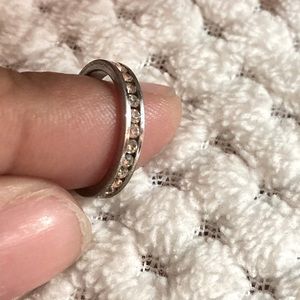 Ultra Premium Austrian Crystal Eternity Band in Silvertone Size 6